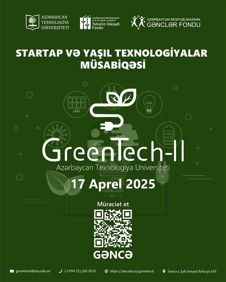 "GreenTech II" Startap və Yaşıl Texnologiyalar" müsabiqəsinə start verilir