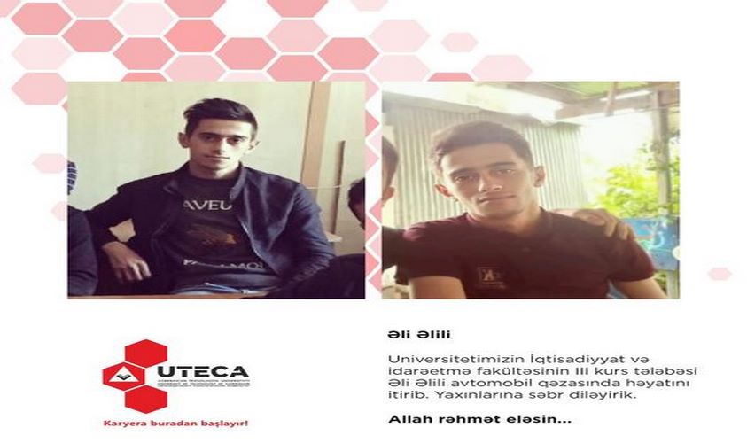Tələbəmiz avtomobil qəzasında həyatını itirib