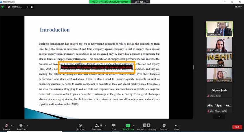UTECA nümayəndələri GRENG çərçivəsində məruzə ilə çıxış edib